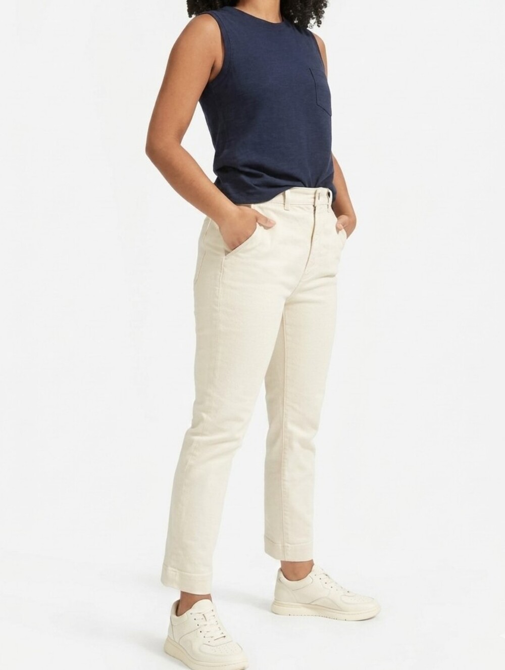 Everlane Slim Leg Crop Pants Sandstone Cream Color Size 4